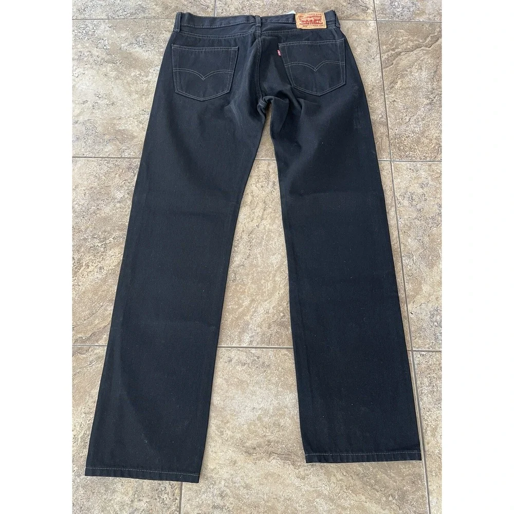Levi's 505 Jeans Regular Straight Leg Mens Size 34x34 Black Tapered - Picture 5 of 7